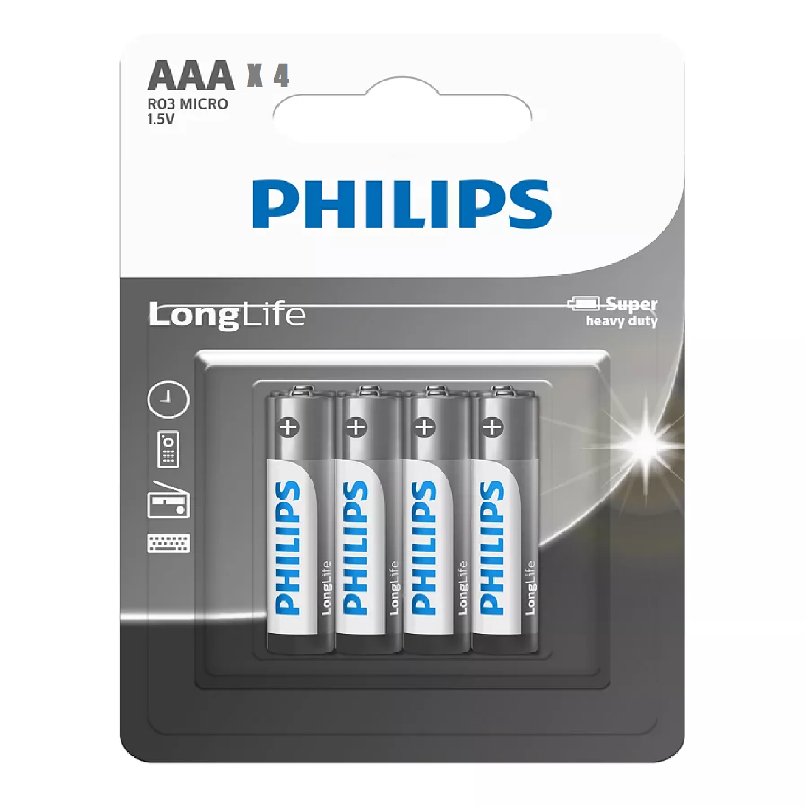 Philips 4AAA LONG LIFE Zinc Chloride Battery 4PC/PACK